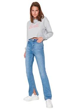 TRENDYOL Damen Grijze slip high waist slim flare Jeans, Marineblau, 38 EU von TRENDYOL