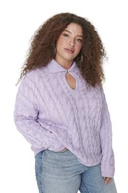 TRENDYOL Damen Hemdkragen, Einfarbig, Entspannt, Übergröße Sweatshirt, Violett, XL Große Größen EU von TRENDYOL