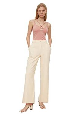 TRENDYOL Damen Herren Basic Hoher Bund Wide Leg Hose Pants, Felsen, 42 von TRENDYOL