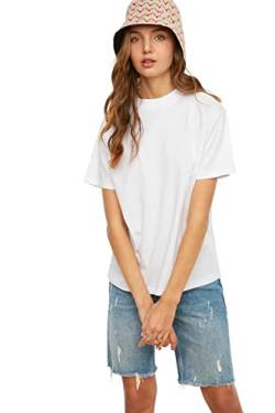 TRENDYOL Damen Knitted T-shirt With Upright Collar Hemd Weißes Standard-T-Shirt mit Rundhalsausschnitt, Weiß, L von TRENDYOL