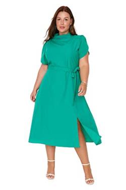 TRENDYOL Damen Midi A-line Regular Plus Size Dress Kleid, Grün, 42 von TRENDYOL