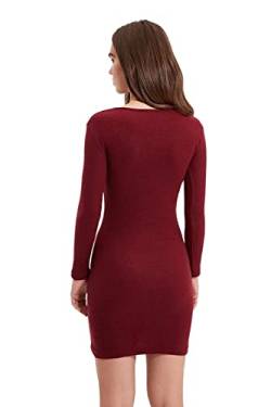 TRENDYOL Damen Mini Bodycon Fitted Dress, Bordeaux, L EU von TRENDYOL