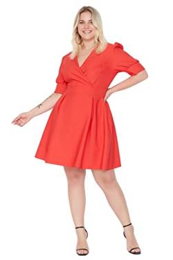 TRENDYOL Damen Mini Standard afslappet plus size kjole Kleid, Rot, 44 Große Größen EU von TRENDYOL