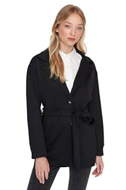 TRENDYOL Damen Modest Oversize Tunika Plain Gestrickt Jacke Coat, Schwarz, XL von TRENDYOL