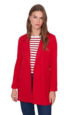 TRENDYOL Damen Modest Regular Shift Plain Webstoff Jacke Coat, Rot, 36 von TRENDYOL