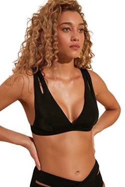 TRENDYOL Damen Neckline: Detailed Triangular Bikini Top, Schwarz, 34 EU von TRENDYOL