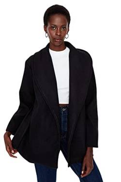 TRENDYOL Damen Oversize Basic Plain Webstoff Mantel Coat, Schwarz, 36 von TRENDYOL