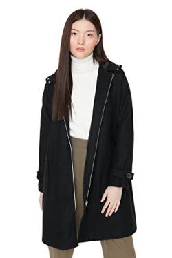 TRENDYOL Damen Oversize Basic Plain Webstoff Mantel Coat, Schwarz, 36 von TRENDYOL