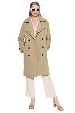 TRENDYOL Damen Oversize Parkas Plain Webstoff Trenchcoat Coat, Light Khaki, 36 von TRENDYOL