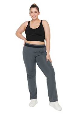 TRENDYOL Damen Plus Size Normal Waist Regular Plus Size Sweatpants Trainingshose, Anthrazit, 3XL EU von TRENDYOL