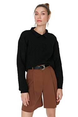 TRENDYOL Damen Pullover With Turtleneck, Plain, Oversize Sweatshirt, Schwarz, S EU von TRENDYOL