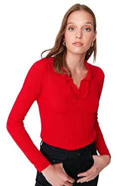 TRENDYOL Damen Pullover mit Rollkragen, Einfarbig Sweatshirt, Rot, S EU von TRENDYOL