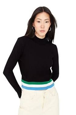 TRENDYOL Damen Pullover mit Rundhalsausschnitt, Colorblock-schnitt Sweatshirt, Schwarz, M EU von TRENDYOL