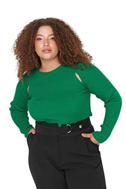 TRENDYOL Damen Pullover mit Rundhalsausschnitt, Einfarbig, Normale Passform, Übergröße Sweatshirt, Grün, 3XL EU von TRENDYOL