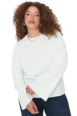 TRENDYOL Damen Pullover mit Rundhalsausschnitt, Einfarbig, Normale Passform, Übergröße Sweatshirt, Mint, 4XL EU von TRENDYOL