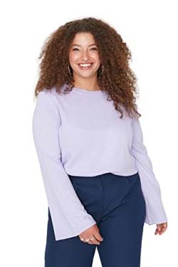 TRENDYOL Damen Pullover mit Rundhalsausschnitt, Einfarbig, Normale Passform, Übergröße Sweatshirt, Violett, XXL Größen von TRENDYOL
