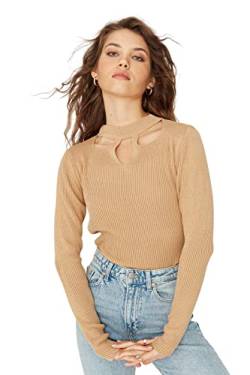 TRENDYOL Damen Pullover mit Stehkragen Sweatshirt, Camel, M EU von TRENDYOL