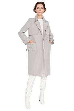 TRENDYOL Damen Regular Parkas Plain Webstoff Trenchcoat Coat, Grau, 36 von TRENDYOL