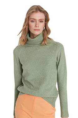 TRENDYOL Damen Rollkragenpullover, Einfarbig Sweatshirt, Grün, S von TRENDYOL