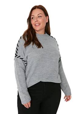 TRENDYOL Damen Rollkragenpullover in Übergröße Sweatshirt, Grau Melange, XXL EU von TRENDYOL
