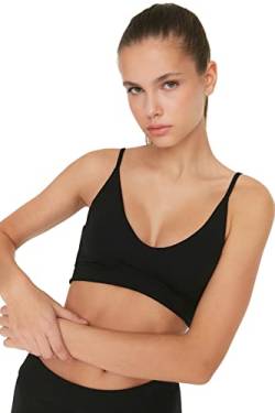 TRENDYOL Damen Sportswear Crop Scoop Neck Knit Sport-BH, Schwarz, XS von TRENDYOL