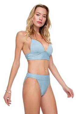 TRENDYOL Damen Strukturierter Bikini. Bikini Bottoms Contemporary, Blau, 40 von TRENDYOL