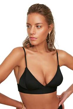 TRENDYOL Damen Strukturiertes Dreieck-bikini-top Bikini Top Contemporary, Schwarz, 40 von TRENDYOL