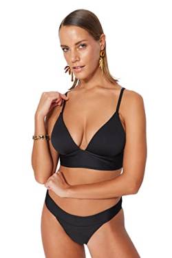 TRENDYOL Damen Textured Back Detailed Bikini Top, Schwarz, 40 EU von TRENDYOL