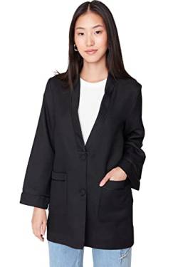 TRENDYOL Damen Trendyol Damen Design Regular Basic Plain Webstoff Jacke Coat Lapel collar Standard Black Jacket, Schwarz, 36 von TRENDYOL