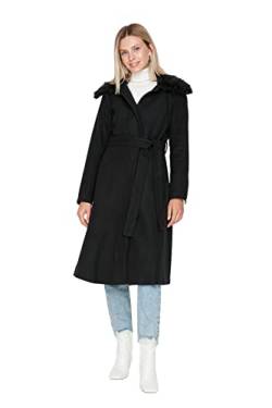 TRENDYOL Damen Trendyol Damen Design Regular Parkas Plain Webstoff Mantel Coat, Schwarz, 36 EU von TRENDYOL