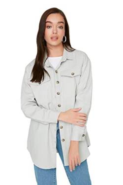 TRENDYOL Damen Trendyol Damen Design Regular Standard Plain Denim Jacke Coat, Grau, 38 EU von TRENDYOL