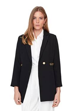 TRENDYOL Damen Trendyol Damen Modest Figurbetont Zweireihig Plain Webstoff Jacke Coat, Schwarz, 38 EU von TRENDYOL