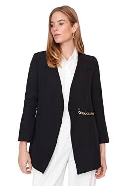 TRENDYOL Damen Trendyol Damen Modest Regular Zweireihig Plain Webstoff Jacke Coat, Schwarz, 38 EU von TRENDYOL