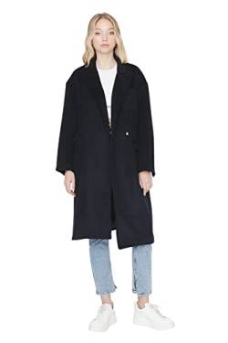 TRENDYOL Damen Trendyol Damen Oversize Basic Plain Webstoff Mantel Coat, Marineblau, 42 EU von TRENDYOL