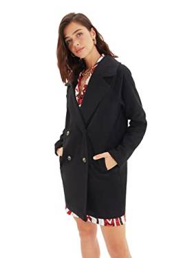 TRENDYOL Damen Trendyol Damen Oversize Basic Plain Webstoff Mantel Coat, Schwarz, 32 EU von TRENDYOL