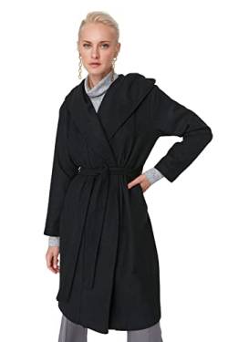 TRENDYOL Damen Trendyol Damen Oversize Basic Plain Webstoff Mantel Coat, Schwarz, 34 EU von TRENDYOL