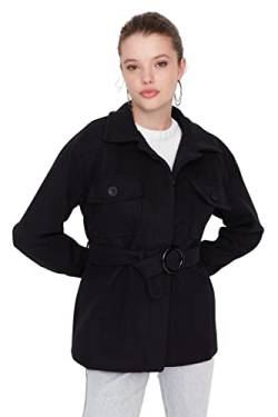 TRENDYOL Damen Trendyol Damen Oversize Basic Plain Webstoff Mantel Coat, Schwarz, 34 EU von TRENDYOL