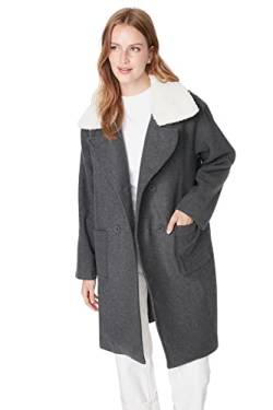 TRENDYOL Damen Trendyol Damen Oversize Parkas Plain Webstoff Mantel Coat, Anthrazit, 42 EU von TRENDYOL