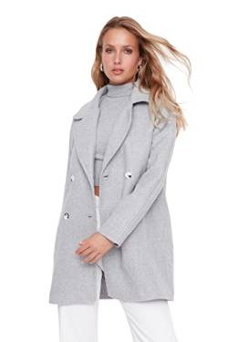 TRENDYOL Damen Trendyol Damen Oversize Standard Plain Webstoff Mantel Coat, Grau, 42 EU von TRENDYOL