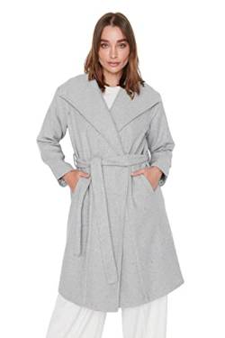 TRENDYOL Damen Trendyol Damen Oversize Zweireihig Plain Webstoff Mantel Coat, Grau, 36 EU von TRENDYOL