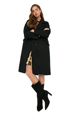 TRENDYOL Damen Trendyol Damen Oversize Zweireihig Plain Webstoff Mantel Coat, Schwarz, 40 EU von TRENDYOL