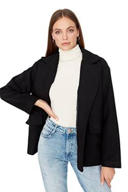 TRENDYOL Damen Trendyol Damen Oversize Zweireihig Plain Webstoff Mantel Coat, Schwarz, 40 EU von TRENDYOL