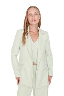 TRENDYOL Damen Trendyol Damen Regular Basic Plain Webstoff Blazer Coat, Mint, 38 EU von TRENDYOL