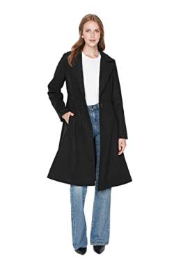 TRENDYOL Damen Trendyol Damen Regular Basic Plain Webstoff Mantel Coat, Schwarz, 34 EU von TRENDYOL