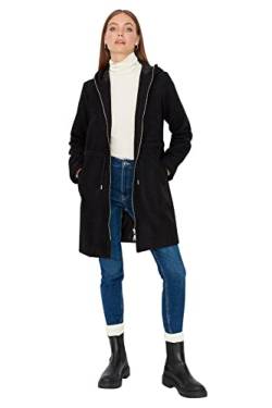 TRENDYOL Damen Trendyol Damen Regular Bikerjacken Plain Webstoff Mantel Coat, Schwarz, 38 EU von TRENDYOL