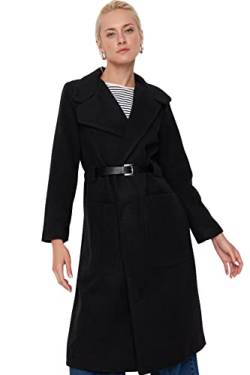 TRENDYOL Damen Trendyol Damen Regular Parkas Plain Trikot Mantel Coat, Schwarz, 36 EU von TRENDYOL