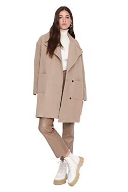 TRENDYOL Damen Trendyol Damen Regular Parkas Plain Webstoff Mantel Coat, Beige, 36 EU von TRENDYOL