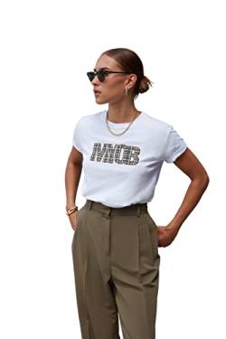 TRENDYOL Damen Trendyol Damen Regular Standard Rundhals Gewebtes T-shirt Hemd, Weiß, S EU von TRENDYOL