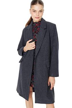 TRENDYOL Damen Trendyol Damen Regular Wickelschnitt Plain Webstoff Mantel Coat, Anthrazit, 34 EU von TRENDYOL