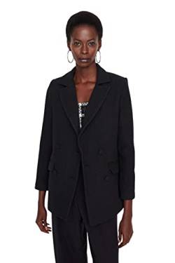 TRENDYOL Damen Trendyol Damen Regular Zweireihig Plain Webstoff Jacken & Westen Coat, Schwarz, 38 EU von TRENDYOL